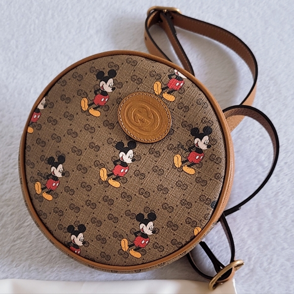 Authentic Gucci x Disney Mickey Mouse GG Supreme Monogram Mini Round Backpack - Picture 15 of 16